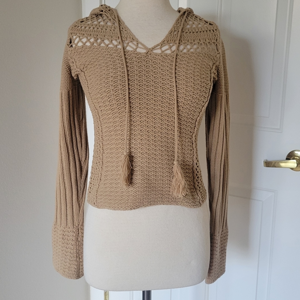 Hooded Crochet Sweater Womens Small